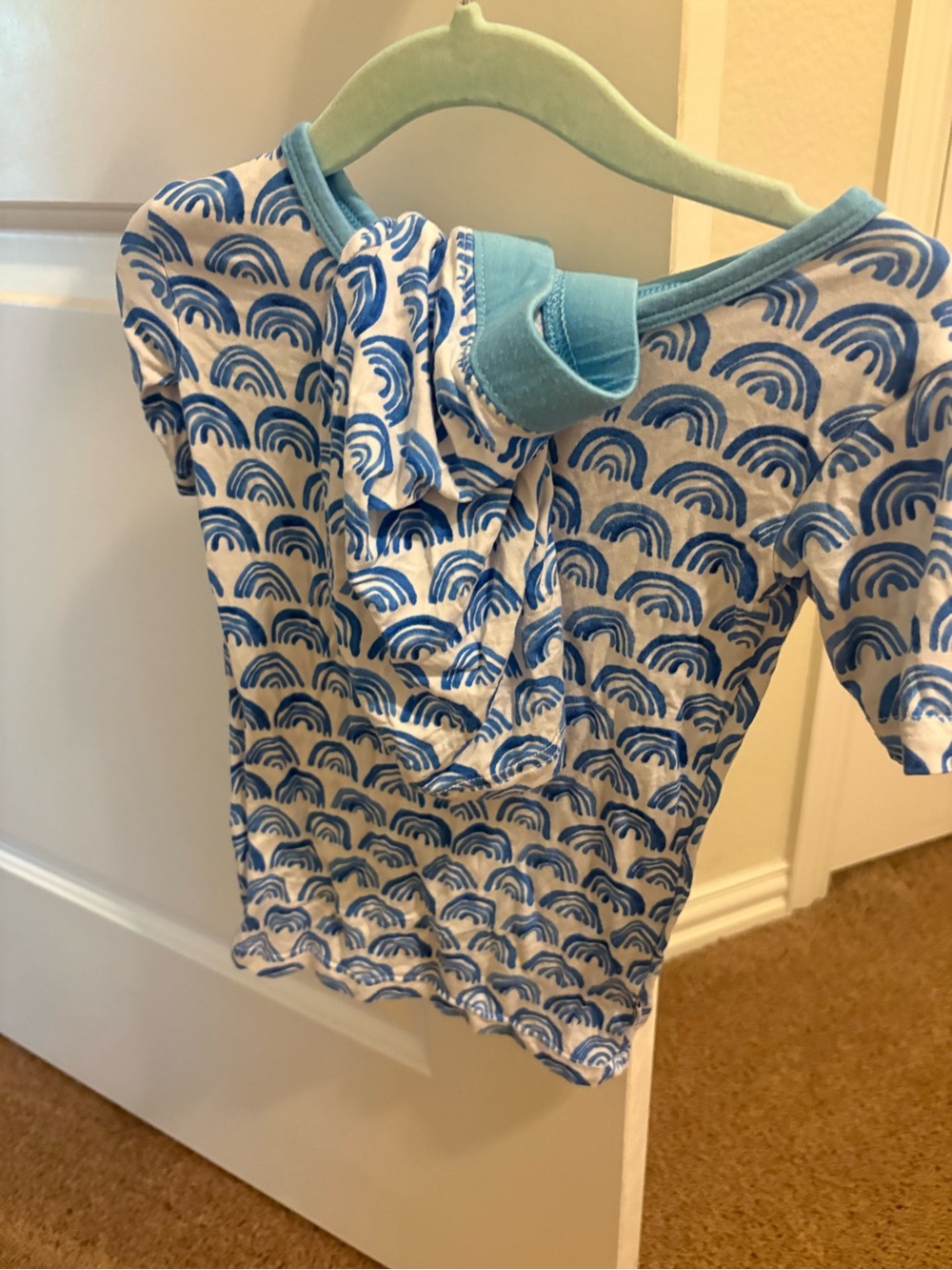 Kids Blue Rainbow Print Short Sleeve Shorts Little Sleepies PJ